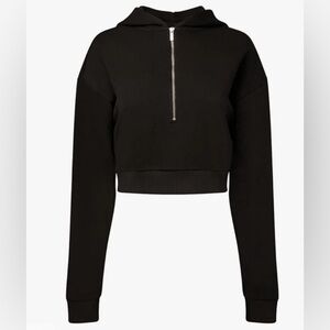 WeWoreWhat Black Half Zip Cropped Hoodie S NWT